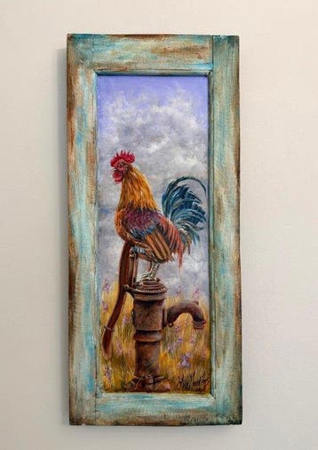 Wanddecoratie - trompe-lœil - Griekenland - Oud houten luik, Antiek en Kunst