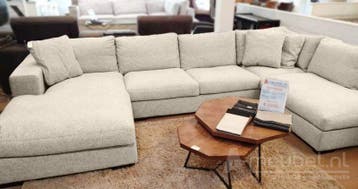 U-Bankstel Sloterdijk - loungebanken - Creme, Nieuw, 150 cm of meer, Stof, 300 cm of meer