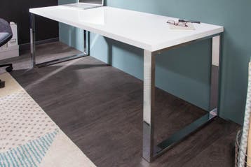 Modern bureau WHITE DESK 160cm witte hoogglans bureautafel -, Ophalen of Verzenden, Nieuw