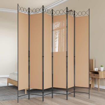 vidaXL 6-Panelen Kamerscherm Beige 240 x 220 cm Stof, Verzenden, Nieuw