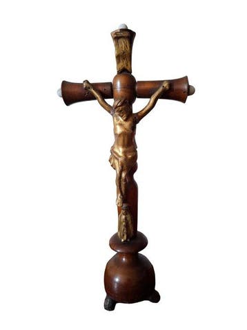 Zeldzaam 19e-eeuws kruisbeeld met Mater Dolorosa - 30 cm -, Antiek en Kunst