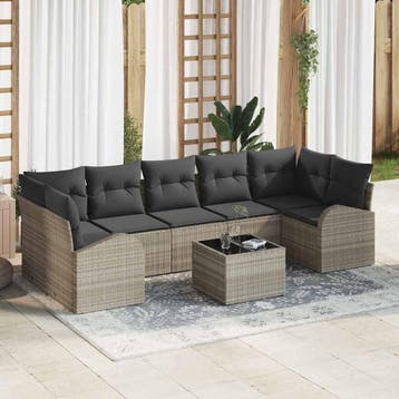 vidaXL Tuin Sofa Set 8 st 7-Aantal zitplaatsen, Tuin en Terras, Tuinsets en Loungesets, Verzenden, Nieuw, Rotan, 8 zitplaatsen