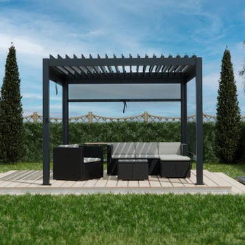 Zijwand Voor Lamellendak - Tahiti 3x2,4 m - Antraciet, Tuin en Terras, Overkappingen, Verzenden, Nieuw