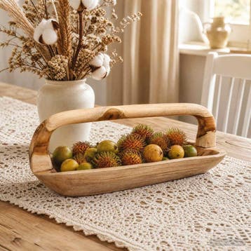 vidaXL Fruit Bowl JEPARA Teak Brown 61 x 21 x 21 cm, Verzenden, Nieuw