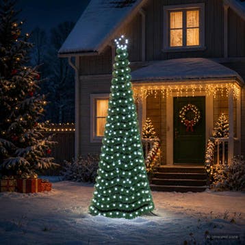 vidaXL Led-kerstboom met tinsel en grondpen EKENAS 250 cm, Verzenden, Nieuw