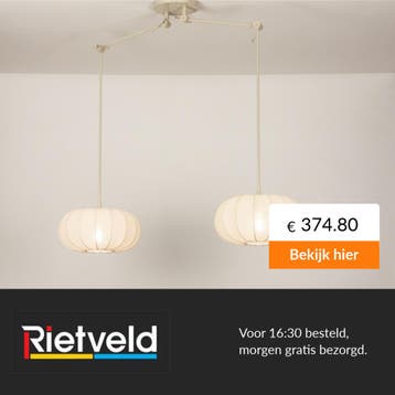 Rietveld-Hanglampen-Beige, Zand-Stof, Metaal, Verzenden, Nieuw