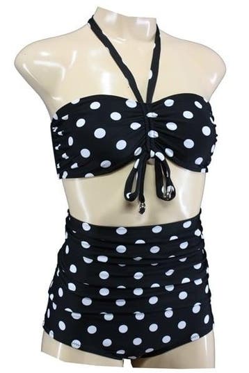 Aloha Beachwear, Bandeau Bikini Black Dots Vintage High Wais, Verzenden, Nieuw