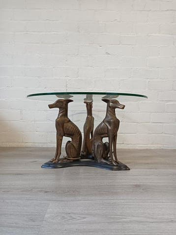 Salontafel - Brons, Glas - Greyhond dogs, Huis en Inrichting, Nieuw