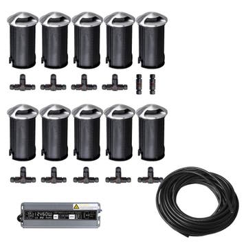 10x LED tuinpad spot - 12V - 3 kanten - 41mm - complete set, Ophalen of Verzenden, Nieuw