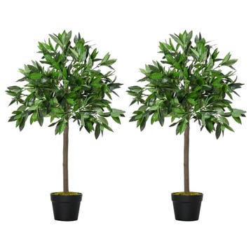 Set Van 2 Kunstmatige Laurierbomen, 90 Cm Kunstplanten In Ce, Huis en Inrichting, Woonaccessoires | Vazen, Verzenden, Nieuw
