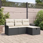 vidaXL Tuin Sofa Set met kussen met opslag 4 pcs Poly riet, Verzenden, Nieuw, Rotan, 4 zitplaatsen