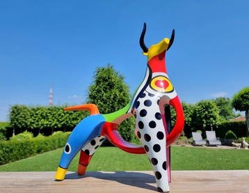 Beeldje - Beeldje - Pop art Bull - Glasvezel - Hars, Glas