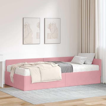 vidaXL Hoekbedframe met Matras Anders 2 st Grijs Fluweel, Verzenden, Nieuw, Stof