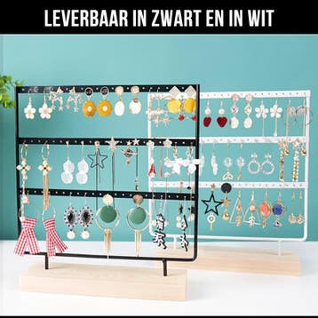 Sieradenrekje met Houten Voet - 69 oorbellen - 3, Verzenden, Nieuw, Zwart