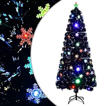 vidaXL Kerstboom met LED-sneeuwvlokken 210 cm glasvezel, Diversen, Verzenden, Nieuw