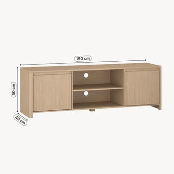 TV meubel Takranmaa tv lowboard 150x40x50 cm eikenkleurig [e, Huis en Inrichting, Verzenden, Nieuw