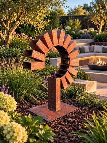 sculptuur, Solarwheel – A Unique Handmade Geometric Steel