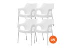 Set van 4 - Scab Ola stapelbare kunststof tuinstoel - Ivoor, Tuin en Terras, Verzenden, Nieuw, Overige materialen