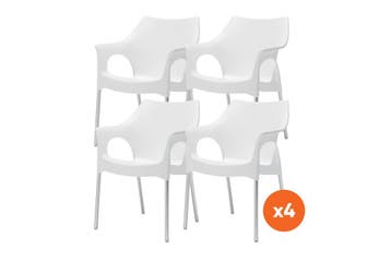 Set van 4 - Scab Ola stapelbare kunststof tuinstoel - Ivoor, Tuin en Terras, Tuinstoelen, Verzenden, Nieuw, Overige materialen