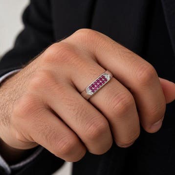 Zonder minimumprijs - Ring Verguld Robijn - Diamant -, Nieuw