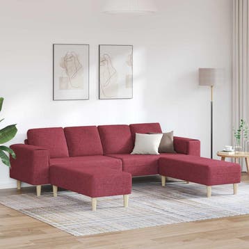 vidaXL Woonkamer Bank 3 st Wijnrood Polyester, Verzenden, Nieuw, Kunststof, 150 tot 200 cm