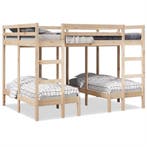 vidaXL Stapelbed 3-voudig massief grenenhout 140x200/70x140, Bruin, Verzenden, 140 cm, 200 cm