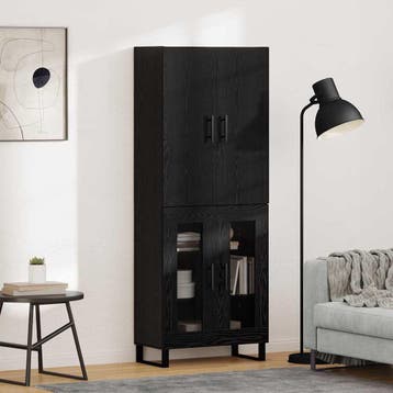vidaXL buffetkast 2 st Zwart Eiken 69,5 x 34 x 180 cm, Huis en Inrichting, Minder dan 50 cm, Verzenden, Nieuw, Minder dan 100 cm