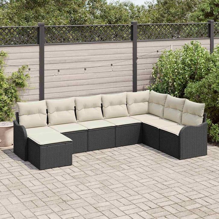 vidaXL Tuin Sofa Set Zwart poly rattan, Tuin en Terras, Tuinsets en Loungesets, Nieuw, Rotan, Verzenden