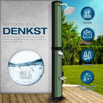 Buitendouche - Tuindouche - Zonneenergie - 60L - Groen - Til, Verzenden, Zo goed als nieuw