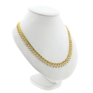 Gouden galeriedraad schakelcollier (Ketting), Sieraden, Tassen en Uiterlijk, Kettingen, Ophalen of Verzenden, Gebruikt, Goud, Goud