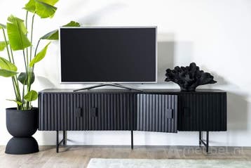 TV meubel Remi 4-deurs - Zwart- 95665 - tv-meubels, Nieuw, Overige materialen