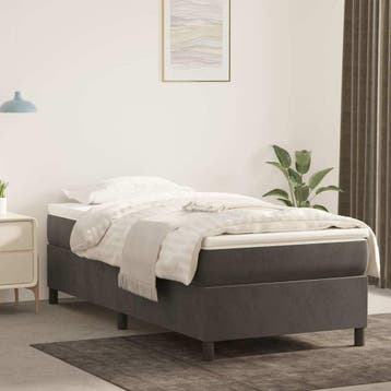 vidaXL Boxspring bed 90x200 cm fluweel donkergrijs, 90 cm, Eenpersoons, Verzenden, Nieuw