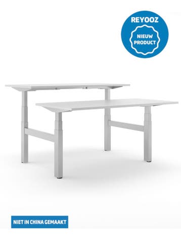Laag-hoog duo bureau Excellent - zilvergrijs - blad na..., Nieuw in verpakking
