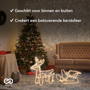 2dekans | Infinity Goods Rendier Met Slee - Kerstverlichting, Diversen, Kerst, Ophalen of Verzenden, Zo goed als nieuw