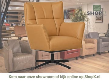 Leren draaifauteuil Lovely - Toledo Camel (bruin), Huis en Inrichting, Nieuw, Ophalen of Verzenden, 75 tot 100 cm, Eigentijds, Modern, Retro, Vintage