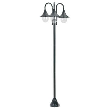 vidaXL Paalverlichting tuin E27 220 cm aluminium donkergroen, Tuin en Terras, Buitenverlichting, Verzenden, Nieuw, Aluminium, Staande lamp
