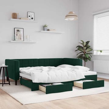 vidaXL Slaapbank onderschuifbed en lades 80x200 cm fluweel, Huis en Inrichting, Eenpersoons, Verzenden, Nieuw, 80 cm