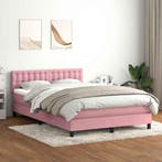 vidaXL Boxspring met matras fluweel roze 160x220 cm, Huis en Inrichting, Slaapkamer | Bedden, Verzenden, Nieuw, Stof