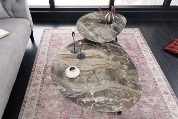 Moderne salontafel MARVELOUS 90cm taupe marmeren keramiek, Ophalen of Verzenden, Nieuw