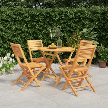 vidaXL 5-delige Tuinset massief teakhout, Verzenden, Nieuw, Hout, Tuinset