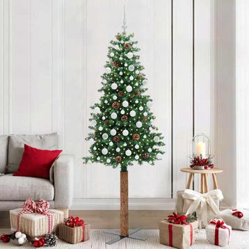 vidaXL Slanke Kerstboom Groen 210 cm PVC en massief, Verzenden, Nieuw