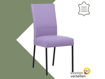 Leren eetkamerstoel Real - Toledo Lila (lichtpaars) - Poten, Huis en Inrichting, Stoelen, Overige kleuren, Nieuw, Ophalen of Verzenden