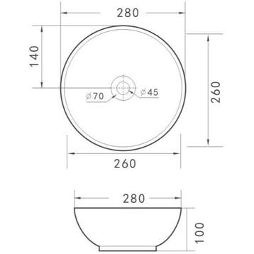 Wiesbaden Kimo Waskom Rond - 28x10cm - Keramiek - Mat Zwart, Ophalen of Verzenden, Nieuw