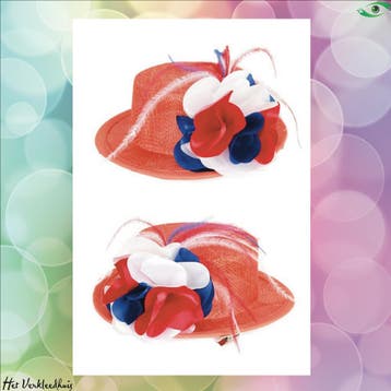 Oranje mini hoedje met haarklem, Verzenden, Nieuw