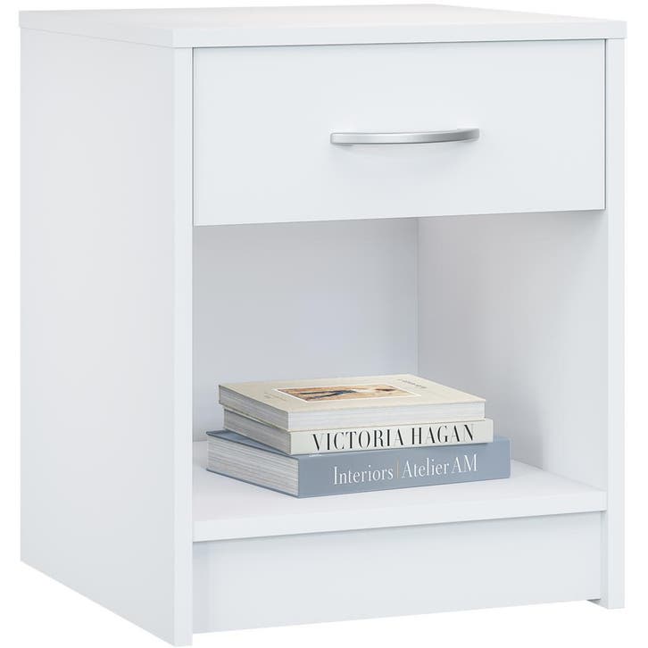 Nachtkastje Hamburg Wit 50x40x35cm (Slaapkamer, Interieur), Huis en Inrichting, Slaapkamer | Bedden, Nieuw, Verzenden