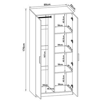 Kledingkast Eiselfing 176x80x52 cm met 4 vakken eikenkleurig, Verzenden, Nieuw