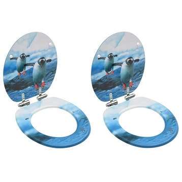 vidaXL Toiletbrillen met soft-close deksel 2 st pinguïn MDF, Verzenden, Nieuw