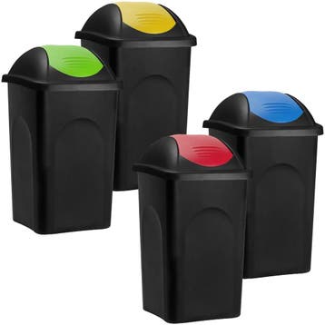 Afvalbak Geel/Blauw/Groen/Rood 60L Set van 4 (Huishouden), Verzenden, Nieuw