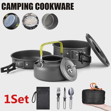 9-delige Camping Kookset: Draagbare Pan, Pot en Ketel voor O, Verzenden, Nieuw