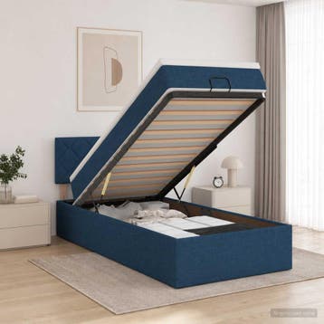 vidaXL Ottoman bed met matras met hoofdeinde Blauw 90 x 190, Verzenden, Nieuw, Eenpersoons, Blauw